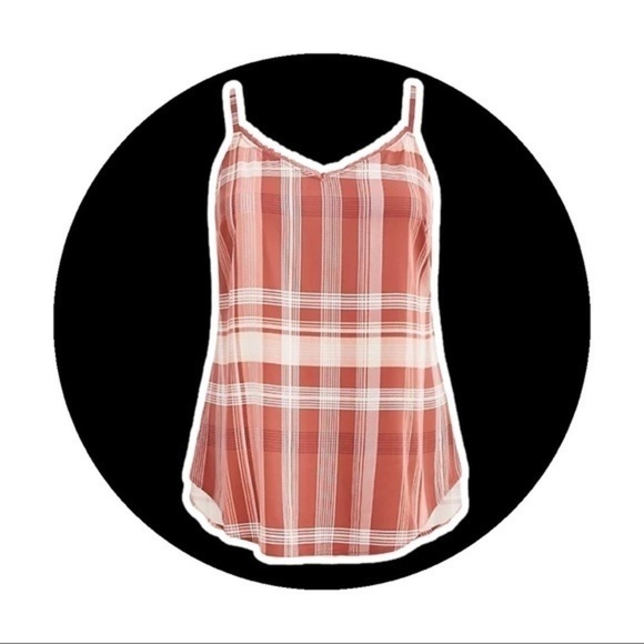 TORRID AVA LACE TRIM CAMI - STRETCH CHALLIS PLAID RED - Picture 2 of 6